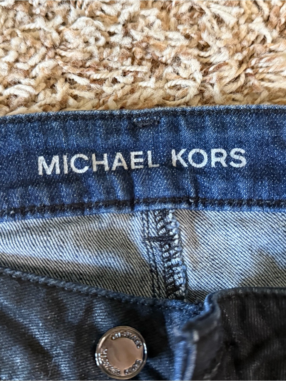 Michael Kors Dark Blue Sheen Wash Skinny Jeans - Dark Wash - Picture 2 of 5